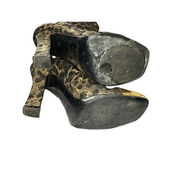 Saint Laurent Gold and Black Over the Knee Boots - Picture 8 of 14